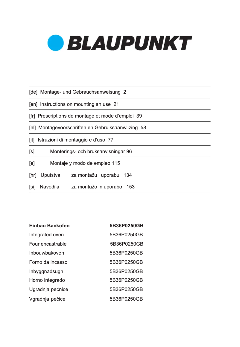 Imagen de la primera página del manual del dispositivo 5B36P0250GB