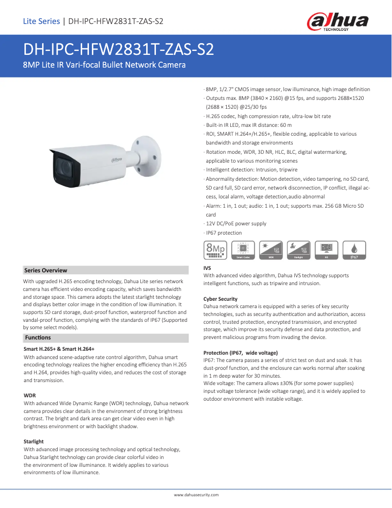 Página 1 del manual Ficha técnica Dahua Technology IPC-HFW2831T-ZAS-S2