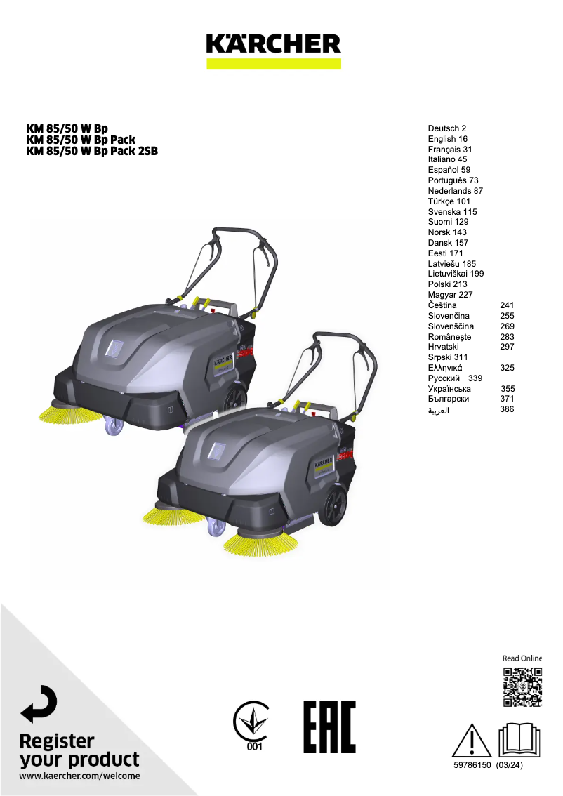 Imagen de la primera página del manual del dispositivo KM 85/50 W Bp Pack 2SB
