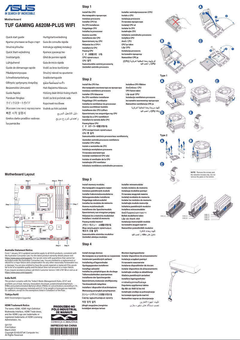Imagen de la primera página del manual del dispositivo TUF Gaming A620M-PLUS WIFI