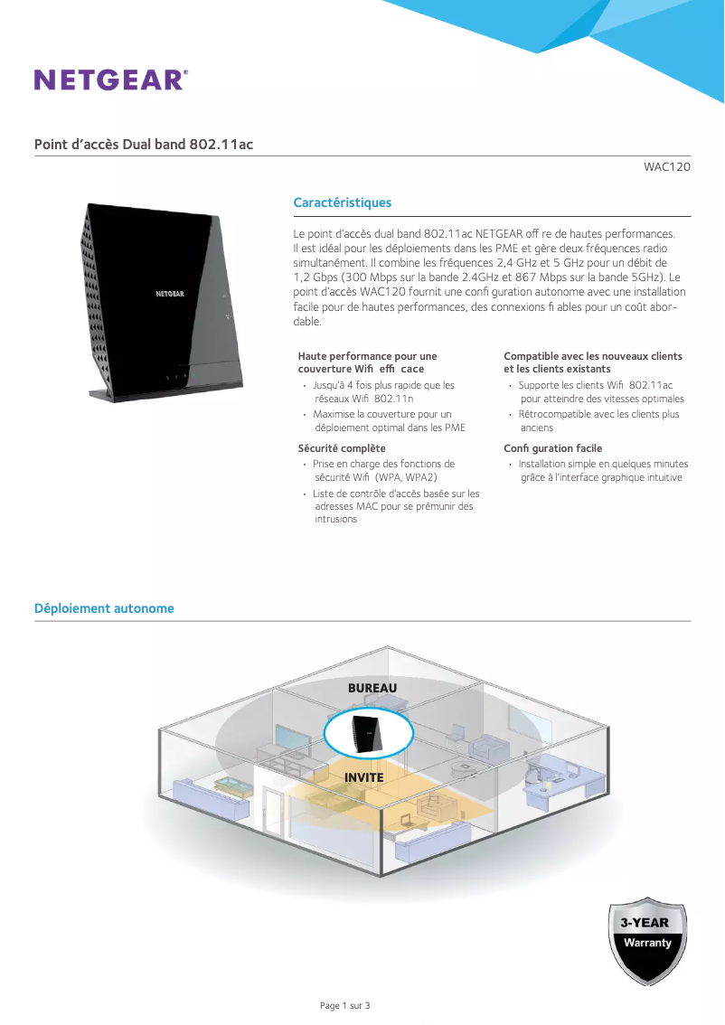Página 1 del manual Ficha técnica Netgear WAC120