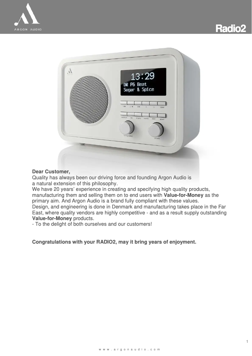 Imagen de la primera página del manual del dispositivo Radio 2