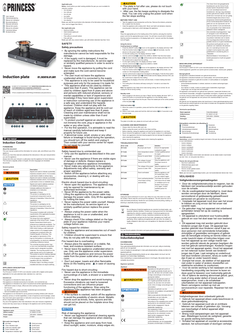 Página nº 1 - Manual de usuario Princess 303011