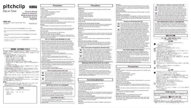 Página 1 del manual Manual de usuario Korg Pitchclip