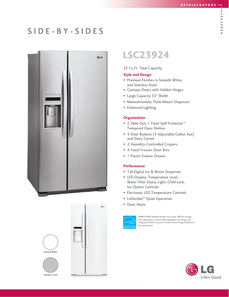 Página nº 1 - Ficha técnica LG LSC23924ST