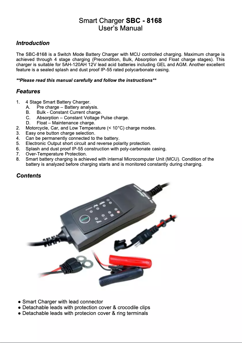 Imagen de la primera página del manual del dispositivo SBC-8168