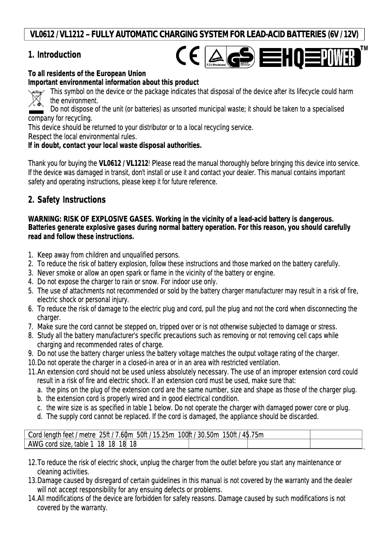 Imagen de la primera página del manual del dispositivo VL1212