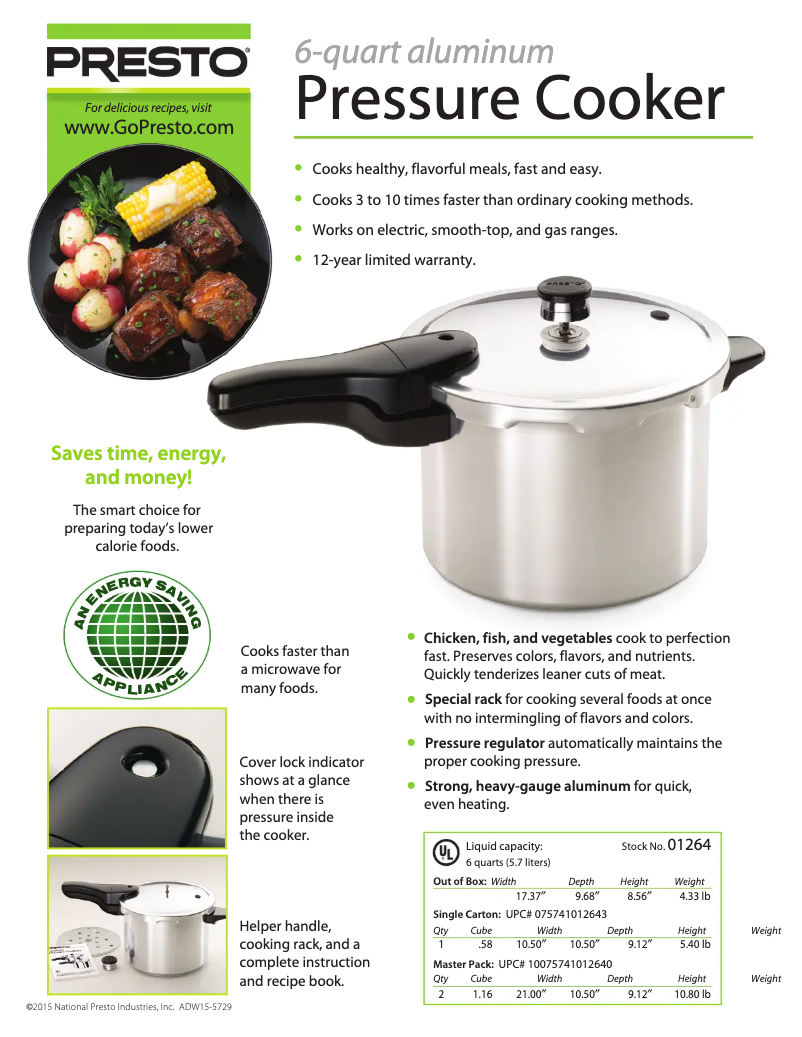 Página 1 del manual Ficha técnica Presto 01264