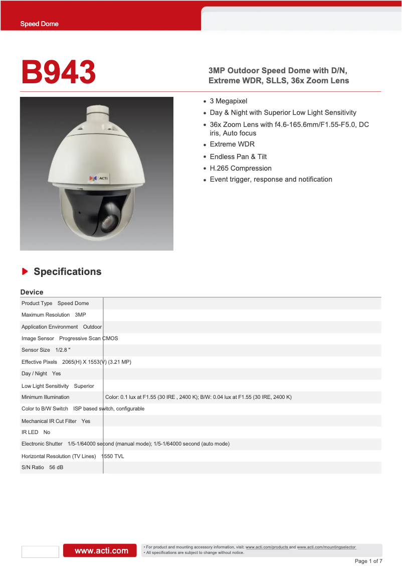 Imagen de la primera página del manual del dispositivo B943