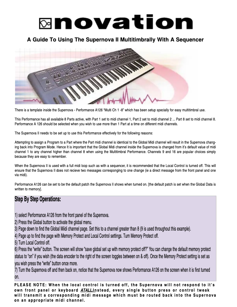 Imagen de la primera página del manual del dispositivo Supernova II Rack