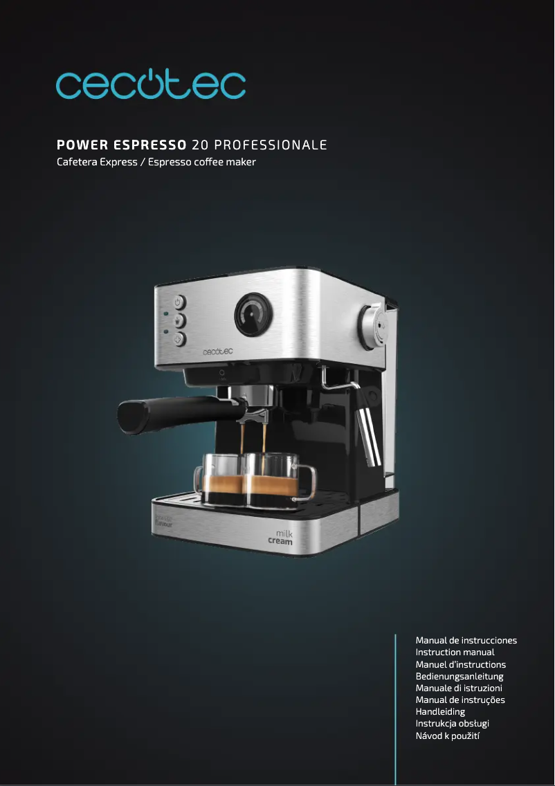 Imagen de la primera página del manual del dispositivo Power Espresso 20 Professionale