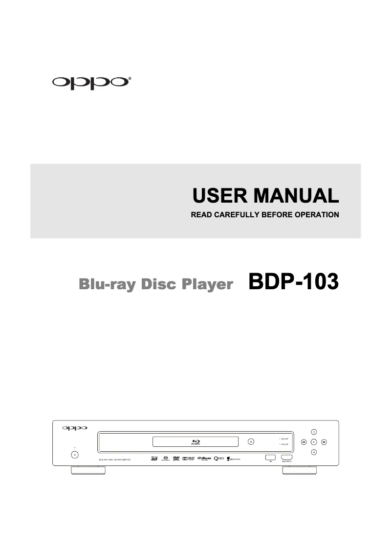 Imagen de la primera página del manual del dispositivo BDP-103