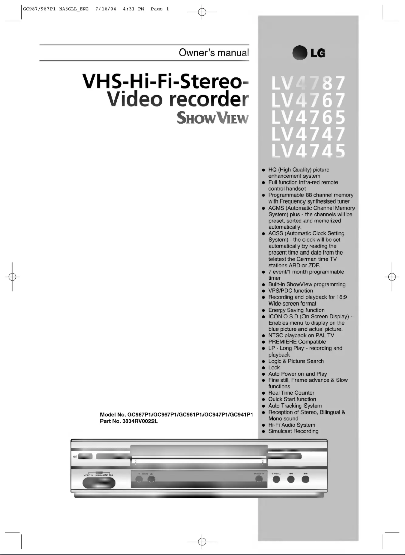 Imagen de la primera página del manual del dispositivo GC987P1