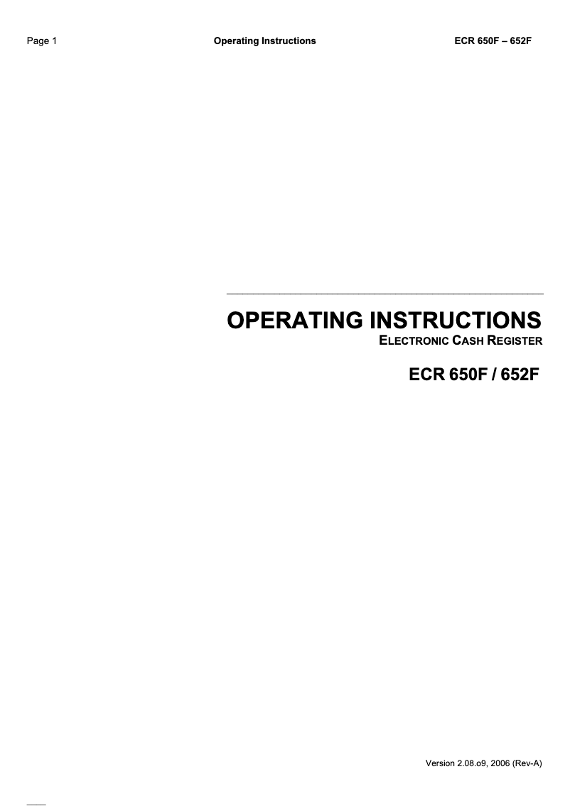 Imagen de la primera página del manual del dispositivo ECR 652F