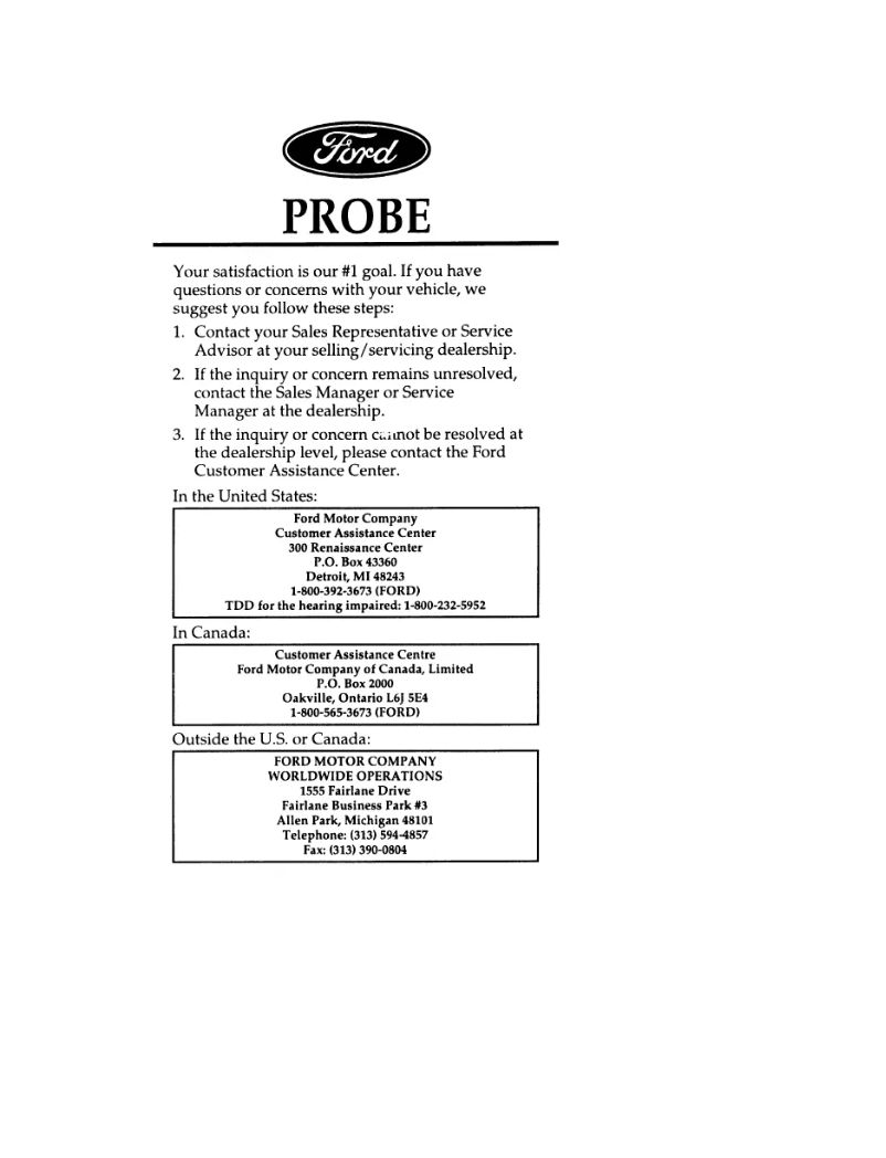 Imagen de la primera página del manual del dispositivo Probe (1996)