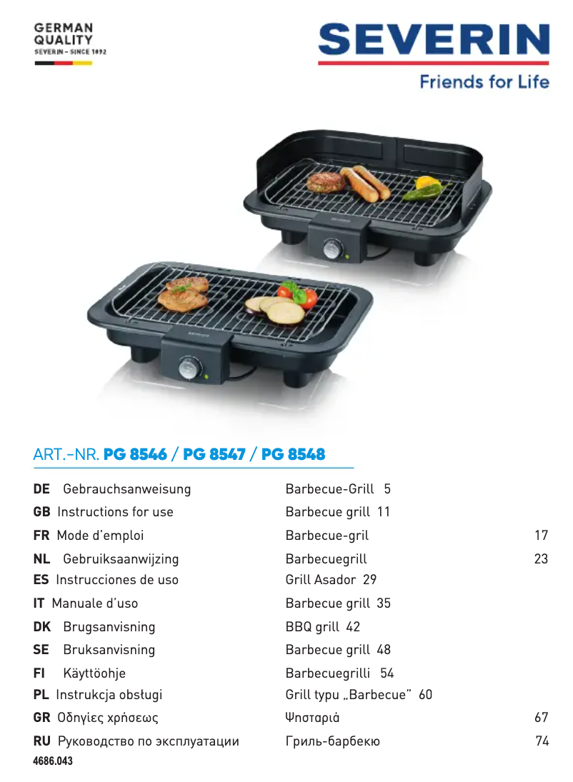Página 1 del manual Manual de instrucciones Severin PG 8548