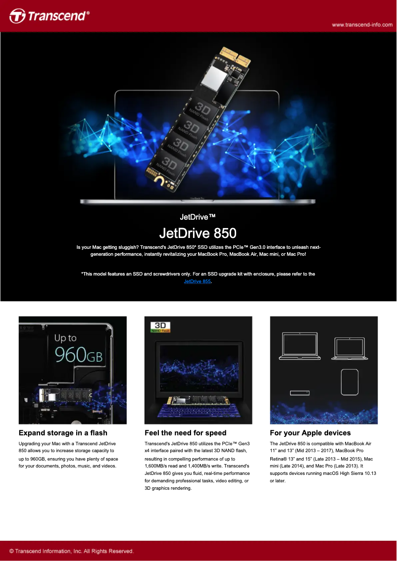 Página nº 1 - Ficha técnica Transcend JetDrive 850