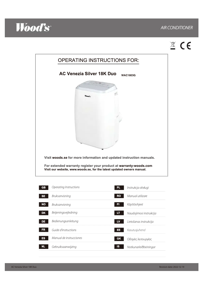 Imagen de la primera página del manual del dispositivo AC Venezia 18K Duo
