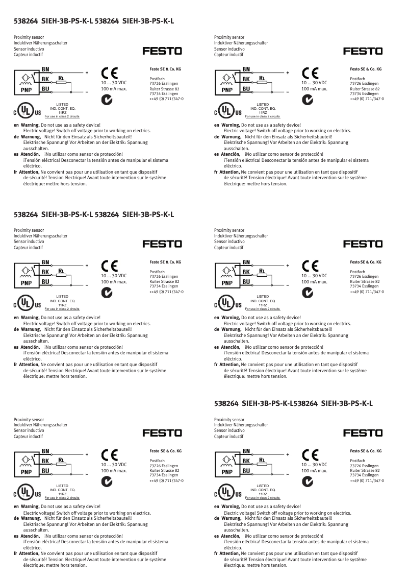 Página 1 del manual Manual de usuario Festo SIEH-3B-PS-K-L