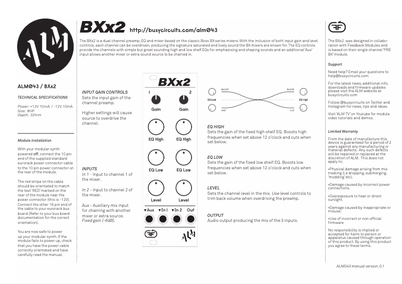 Imagen de la primera página del manual del dispositivo BXx2