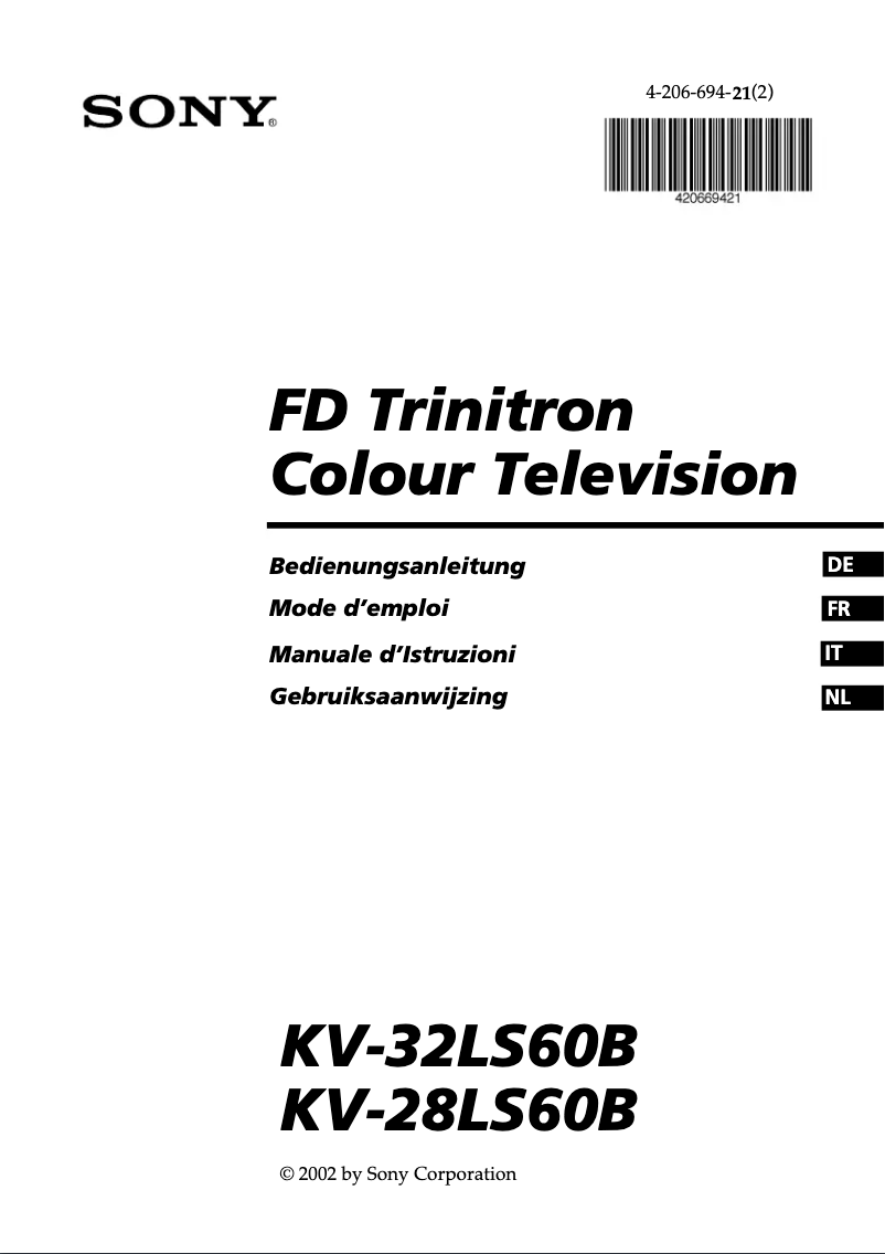 Imagen de la primera página del manual del dispositivo KV-32LS60