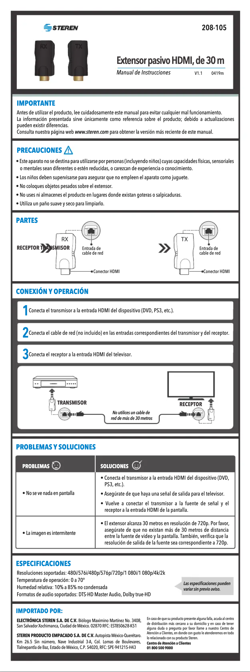 Página 1 del manual Manual de usuario Steren 208-105