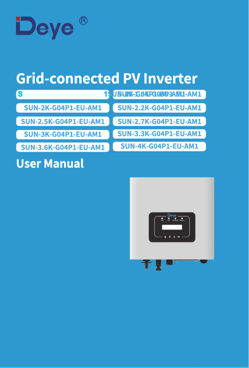 Imagen de la primera página del manual del dispositivo Deye SUN-3K-G04P1-EU-AM1