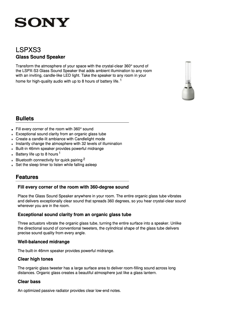 Imagen de la primera página del manual del dispositivo LSPX-S3