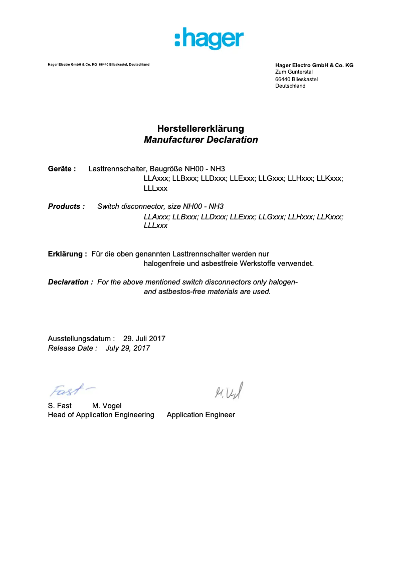 Página 1 del manual Instrucciones de seguridad Hager LLA801