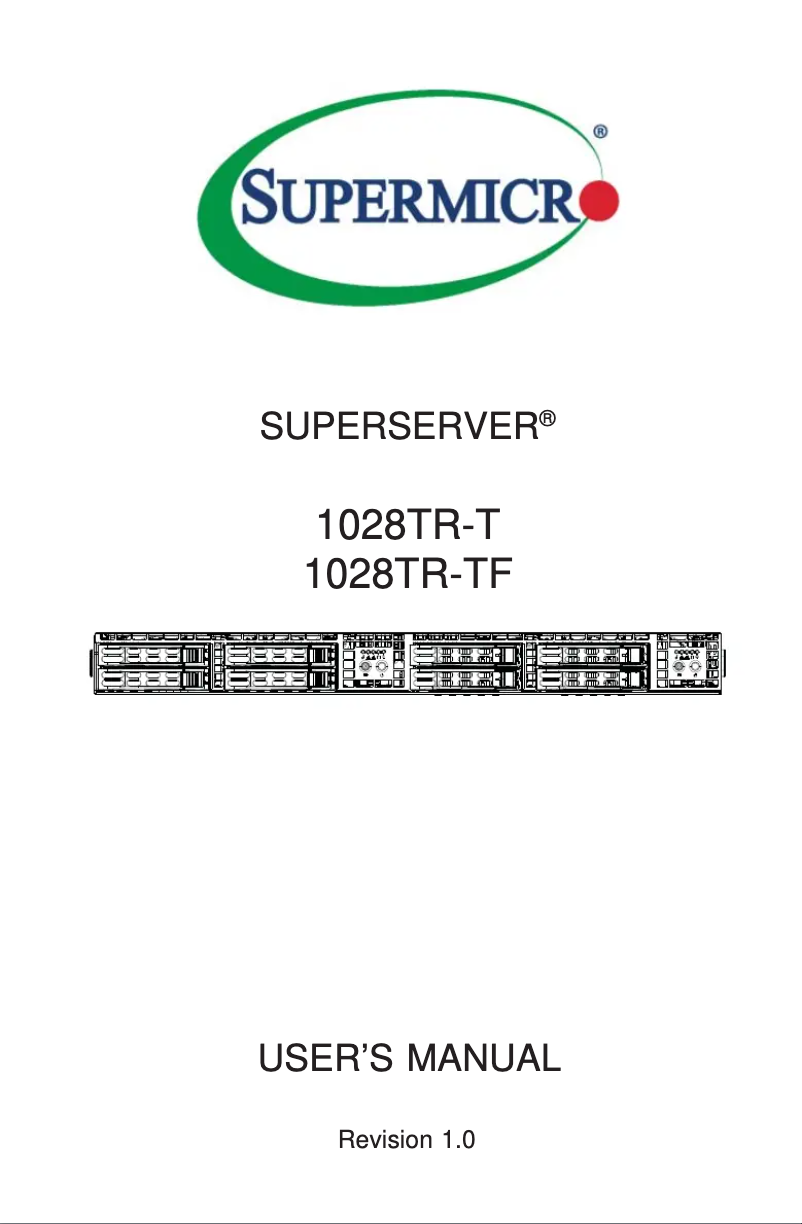 Página 1 del manual Manual de usuario Supermicro SuperServer 1028TR-T