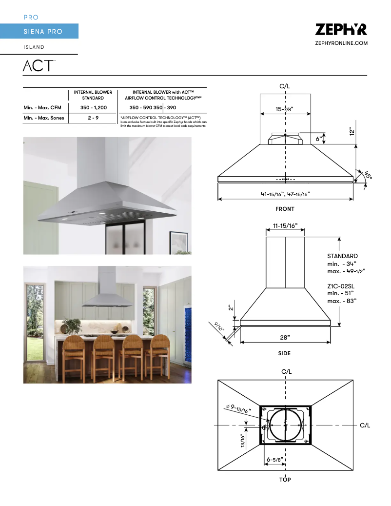 Página 1 del manual Ficha técnica Zephyr ZSL-E48DS