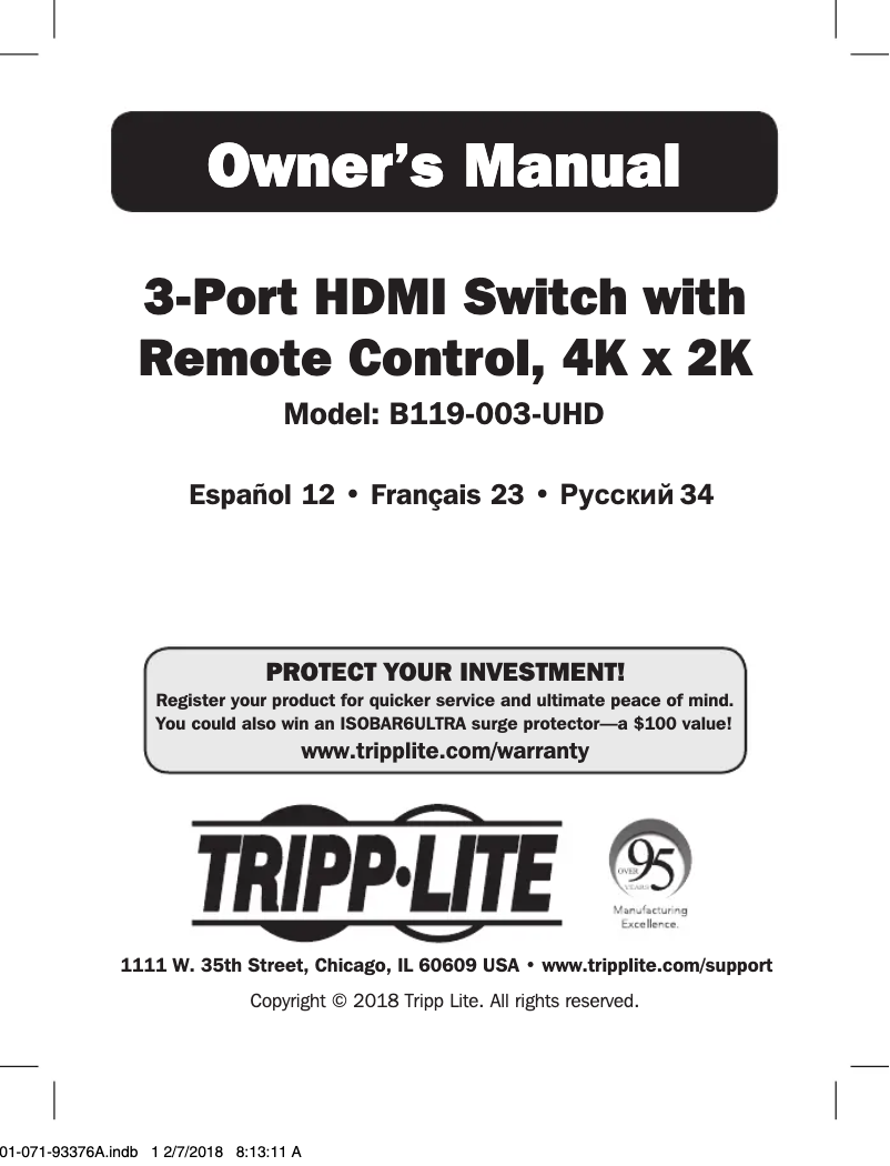 Imagen de la primera página del manual del dispositivo B119-003-UHD