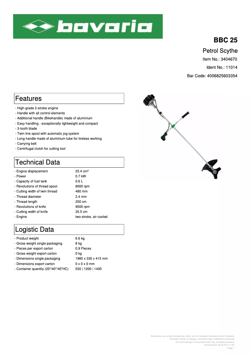 Imagen de la primera página del manual del dispositivo BBC 25