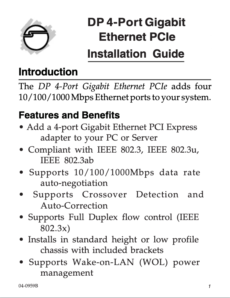 Imagen de la primera página del manual del dispositivo CN-GP4111-S1