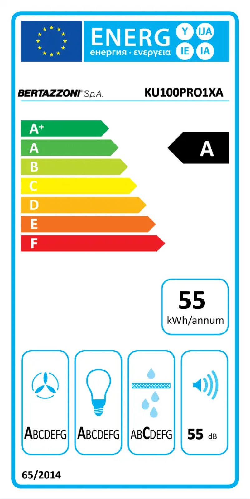 Página 1 del manual Etiqueta energética Bertazzoni KU100PRO1XA