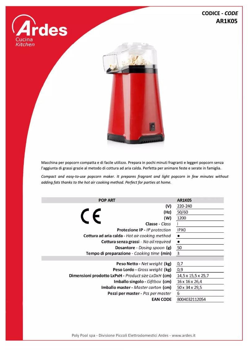 Imagen de la primera página del manual del dispositivo AR1K05