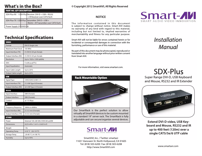 Imagen de la primera página del manual del dispositivo SDX-Plus-S