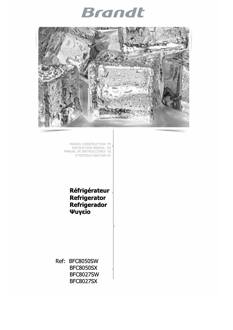 Imagen de la primera página del manual del dispositivo BFC8027SW