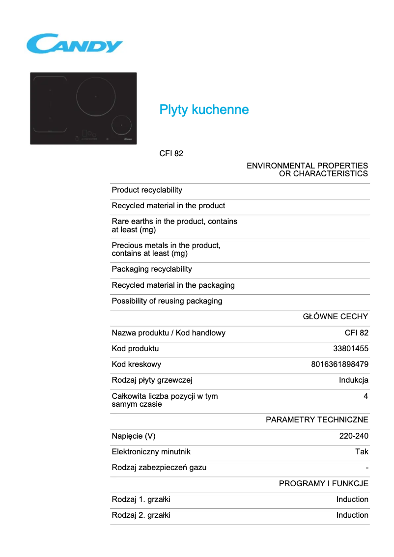 Imagen de la primera página del manual del dispositivo CFI 82