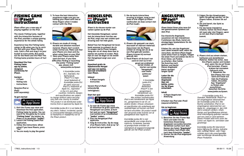 Imagen de la primera página del manual del dispositivo iPawn Fishing Game