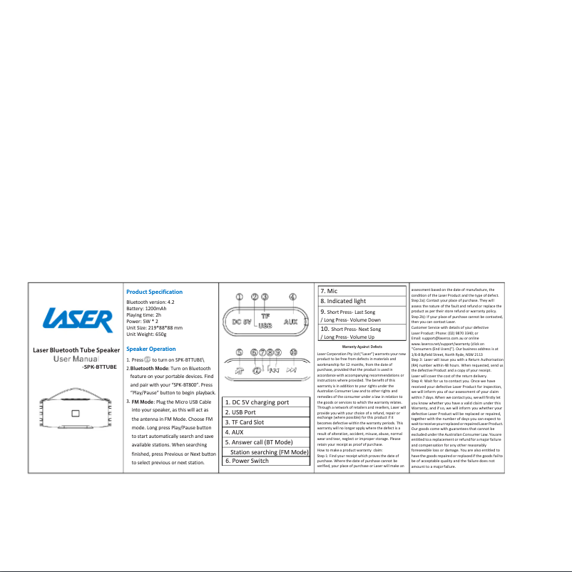 Página 1 del manual Manual de usuario Laser Wireless Tube