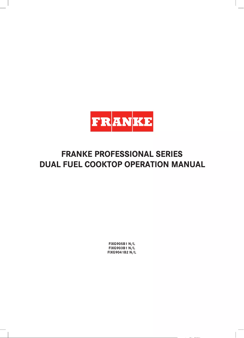 Página 1 del manual Manual de usuario Franke FIXG903B1N