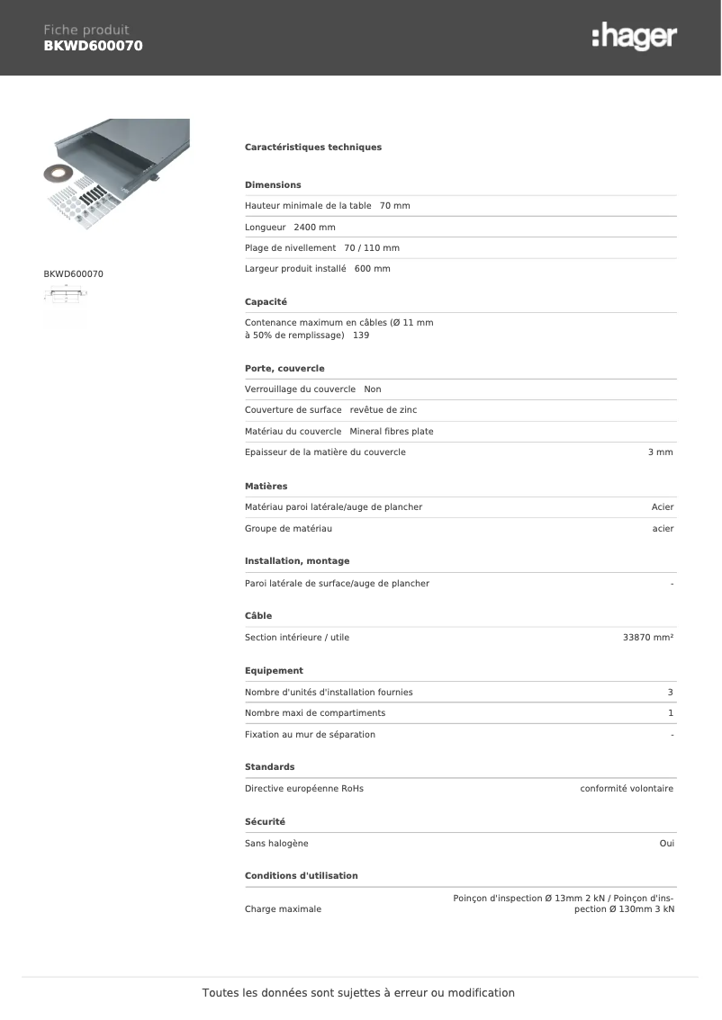 Imagen de la primera página del manual del dispositivo BKWD600070