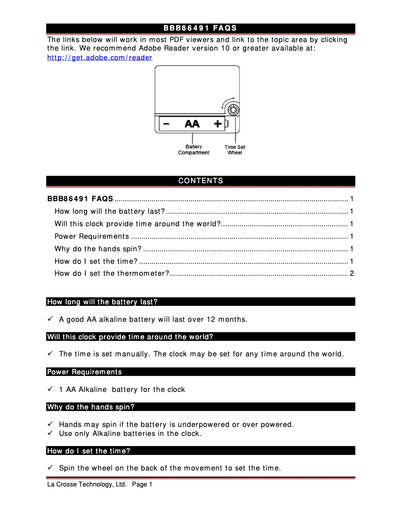 Imagen de la primera página del manual del dispositivo BBB86064