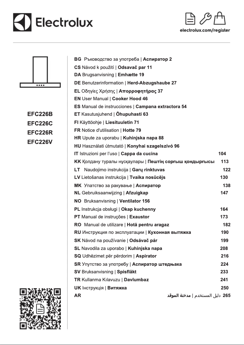 Página 1 del manual Manual de usuario Electrolux EFC226V