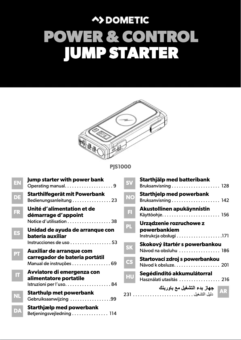 Imagen de la primera página del manual del dispositivo PJS1000