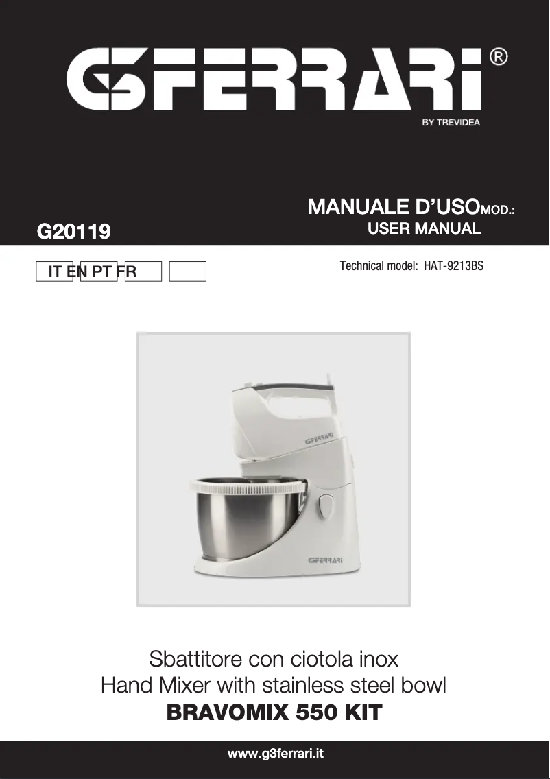 Imagen de la primera página del manual del dispositivo Bravomix 550 KIT G20119