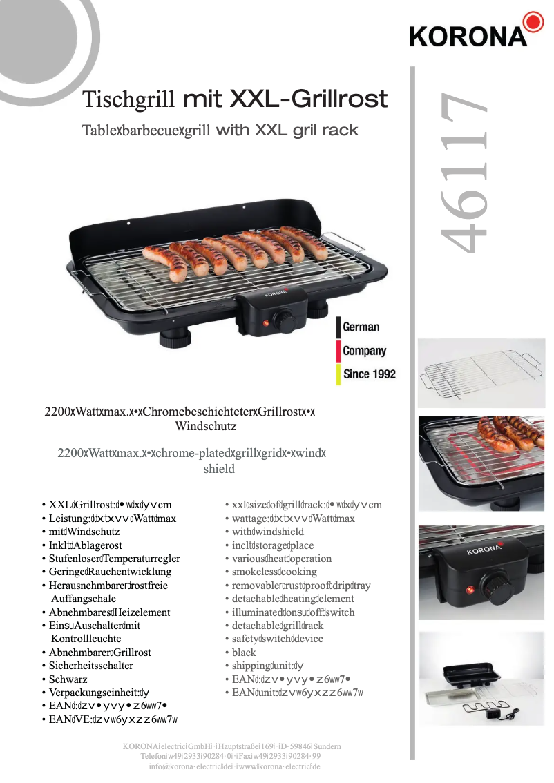 Página 1 del manual Ficha técnica Korona 46117