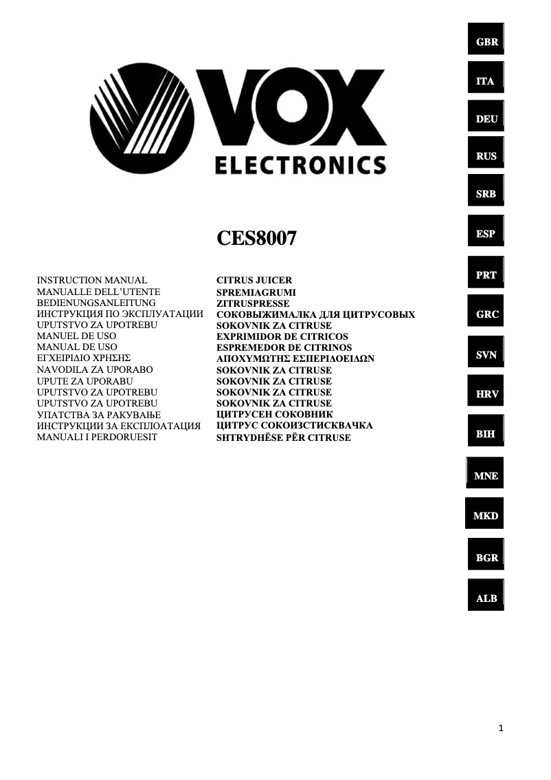 Imagen de la primera página del manual del dispositivo CES8007