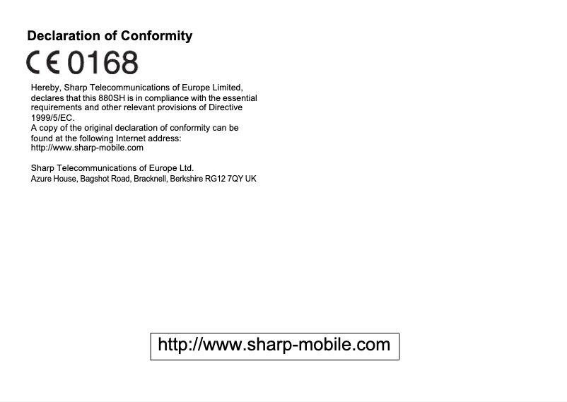 Página 1 del manual Manual de usuario Sharp 880SH